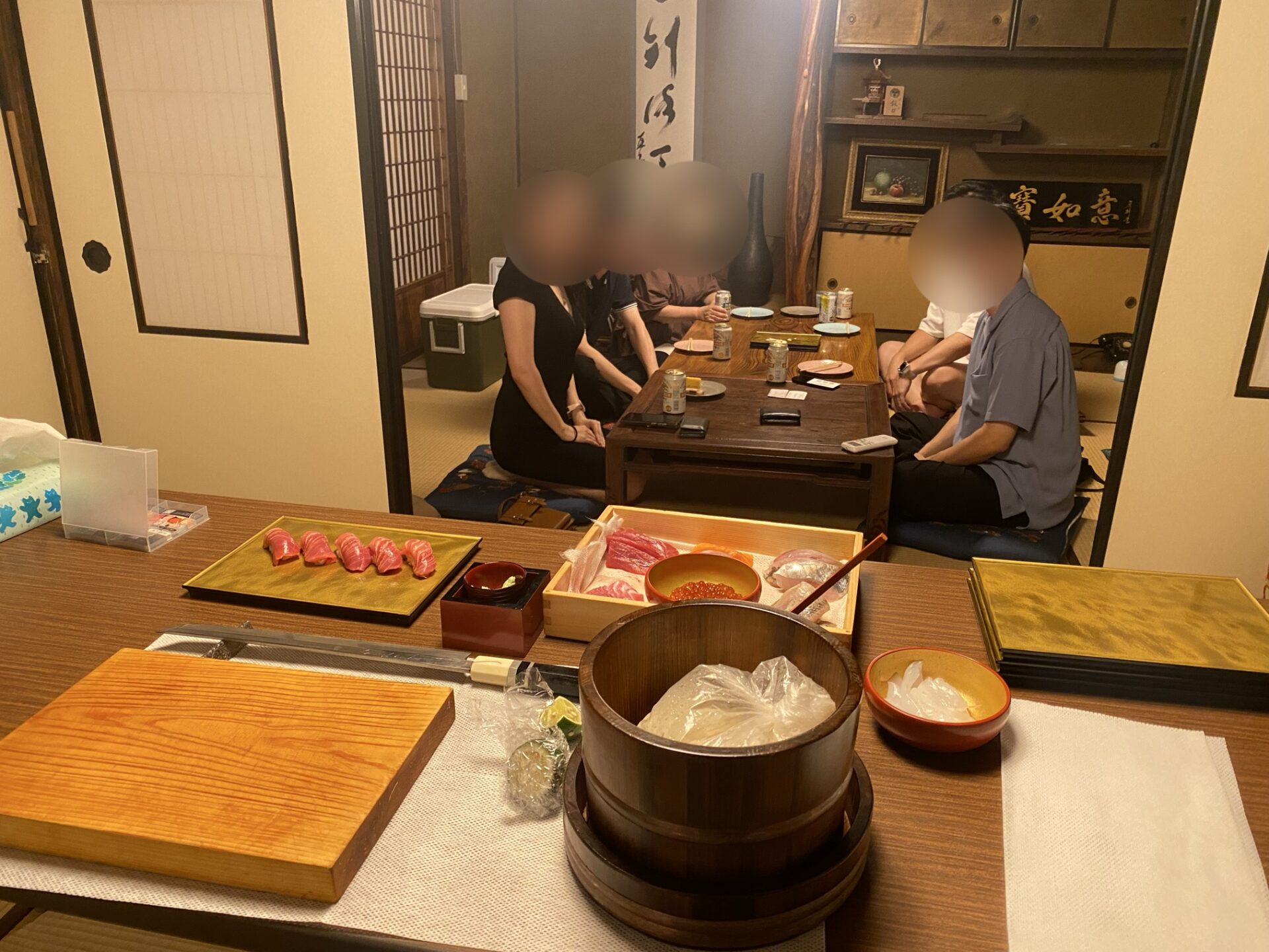 古民家スペースにて寿司パーティー